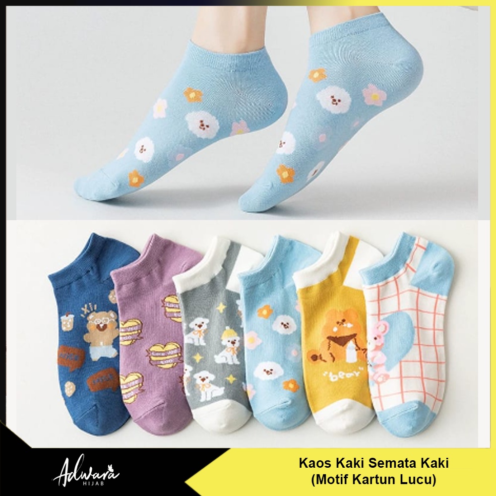 Kaos Kaki Wanita Pendek Semata Kaki Motif Kartun Karakter Lucu Gaya Fashion Korea