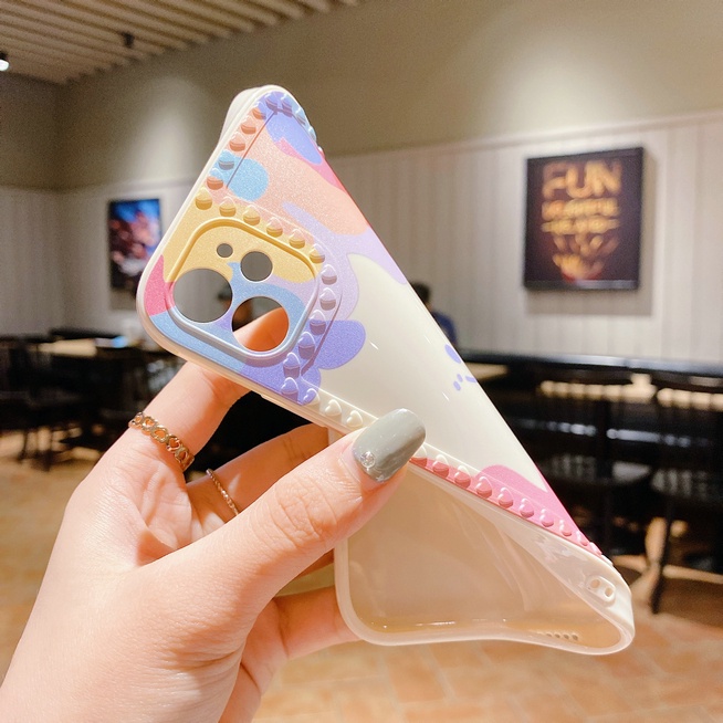 Watercolor Smiley Straight Edge Soft Casing iPhone 13 12 11 Pro Max Xs X XR 6 6S 7 8 Plus SE 2020 6P 7P 8P 6+ 6s+ 7+ 8+ Xsmax 12Mini Glossy Phone Case Full Back Cover-3