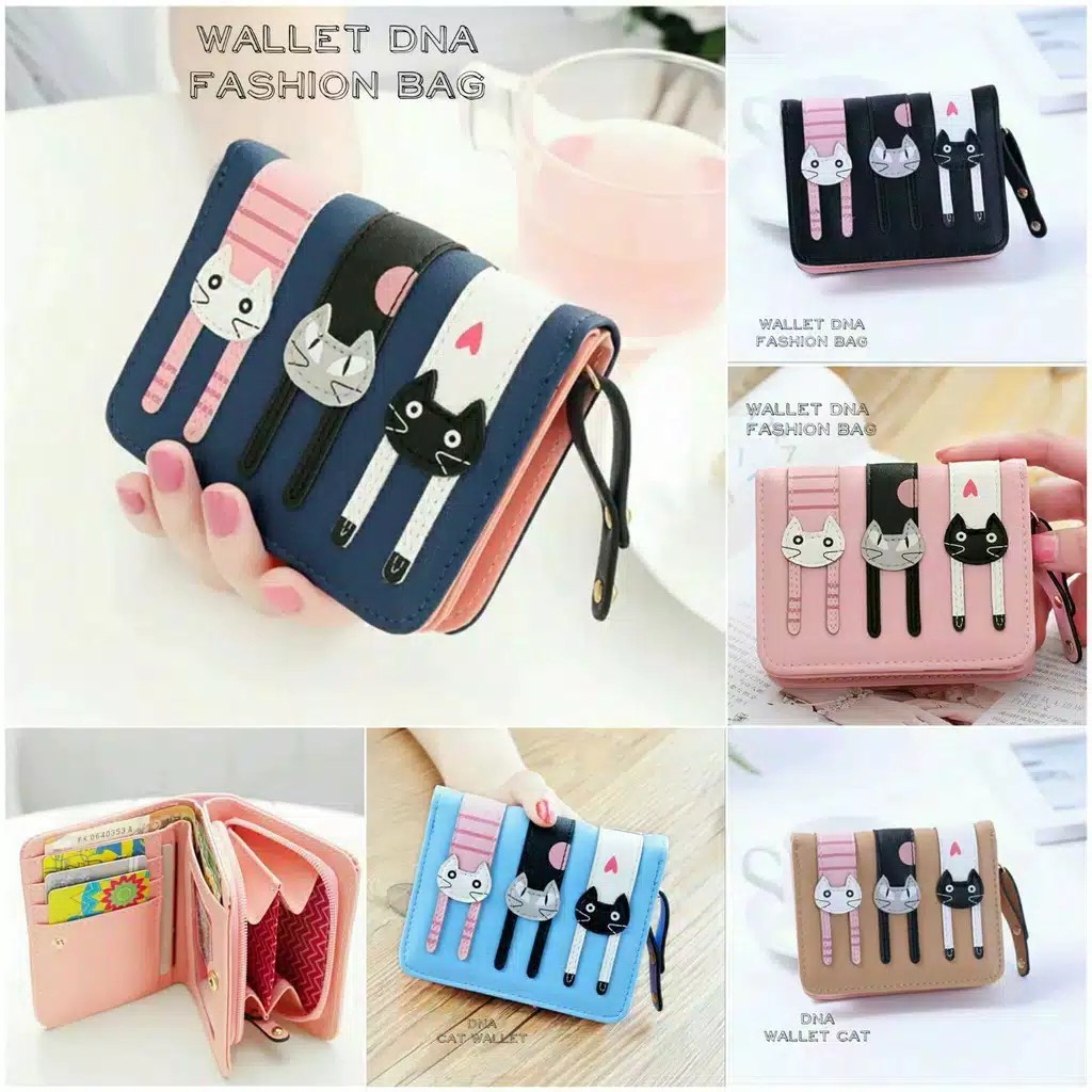 Promo Dompet Wanita Dompet Fashion Wanita Kucing Tiga Mini