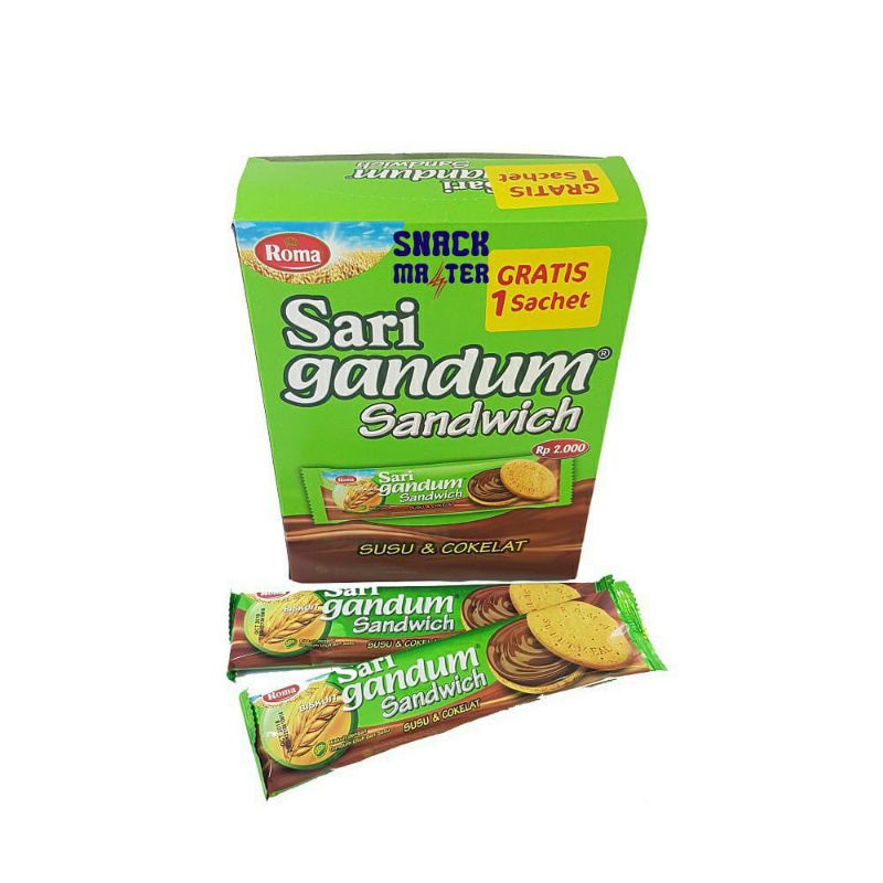 

Snack Roma sari gandum sandwich rasa coklat 12pcs