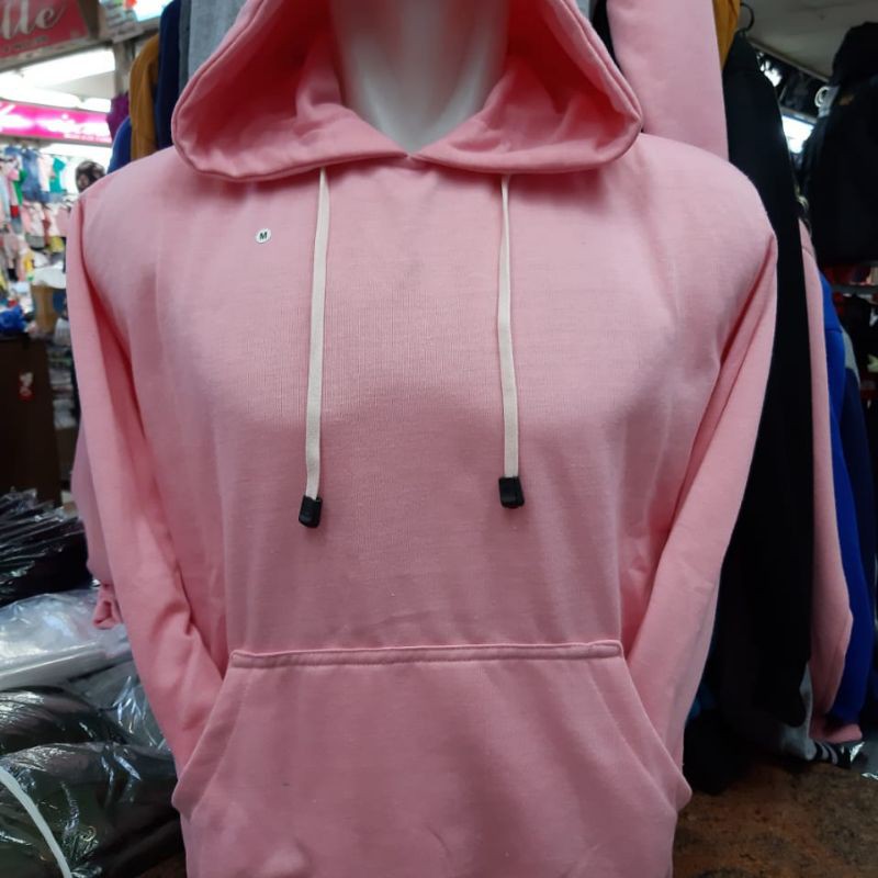 Hoodie Jumper Jaket Sweater Polos Wanita dan Pria Warna Pink