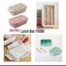 Kotak Makan BENTO Lunch Box set TRANSPARANT BPA Free 1100ml &amp; 1250ml