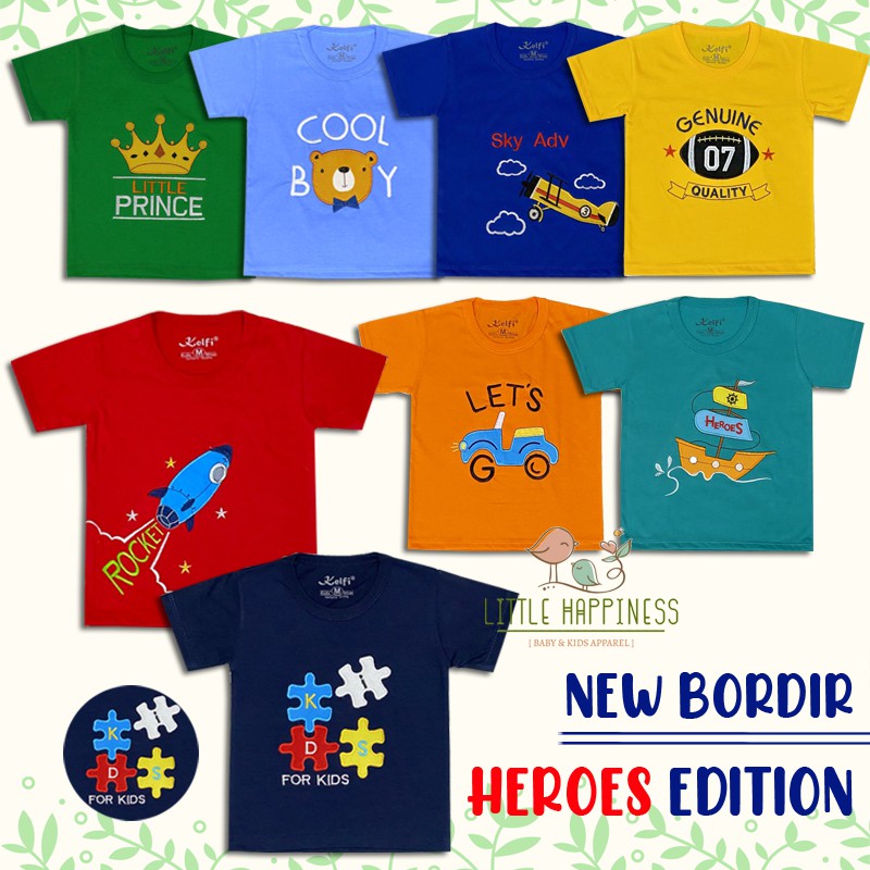 BAJU KAOS BAYI &amp; ANAK SIZE 1-8 TAHUN &quot;BORDIR HEROES EDITION&quot; / BAJU ANAK LAKI LAKI KELFI