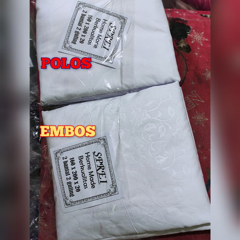 SPREI PUTIH POLOS 180X200 160X200 120X200 GRATIS SARUNG BANTAL GULING SEPRAI SEPREI HOTEL PENGINAPAN VILLA HOMESTAY RUMAH SAKIT KATUN DISPERSE ADEM TIDUR NYENYAK