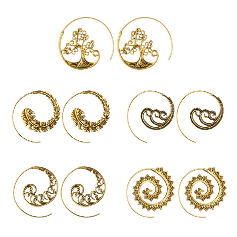 Personality Exaggerated Earrings Retro Metal Twisted Alloy Spiral Earrings Female Accessories Exquisite Jewelry