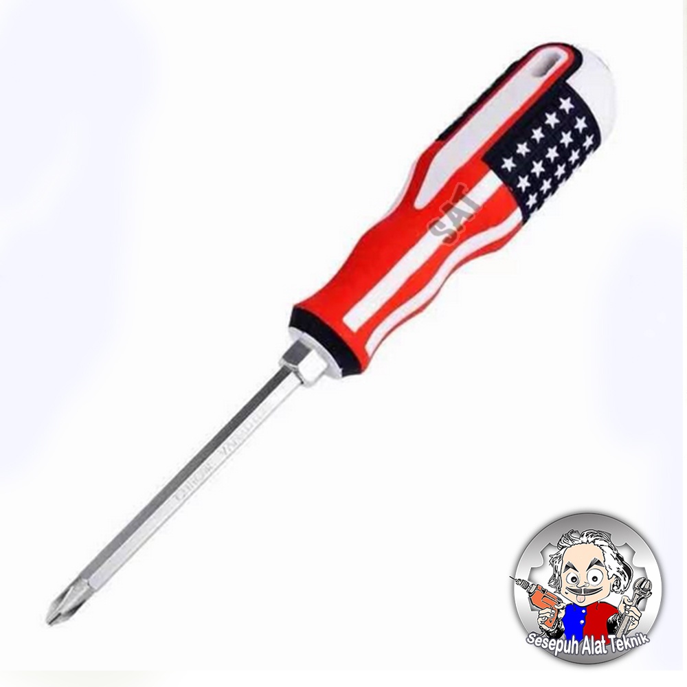 Obeng Bolak Balik USA 4" Track Obeng Min Plus / Obeng AMERIKA Obeng Multisize USA panjang pendek