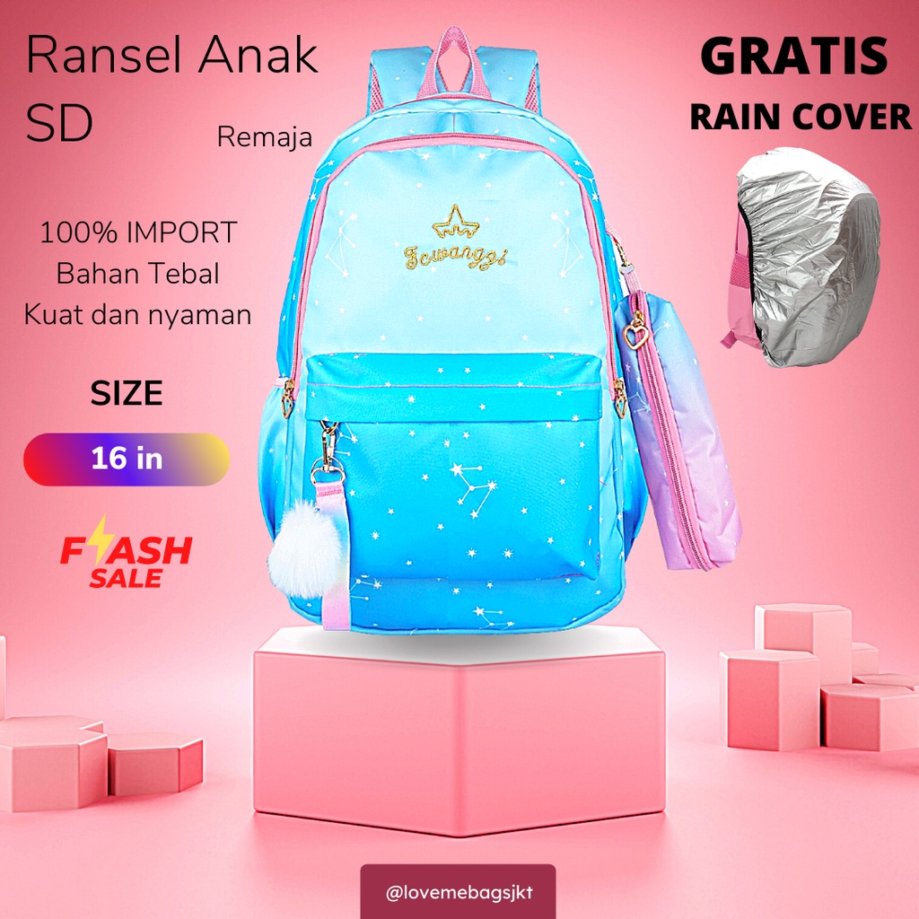 Tas anak perempuan LMB Kualitas import Bahan Berkualitas Anti Air Cocok Untuk Anak Remaja Gratis Rain Cover Bag Parasut Premium