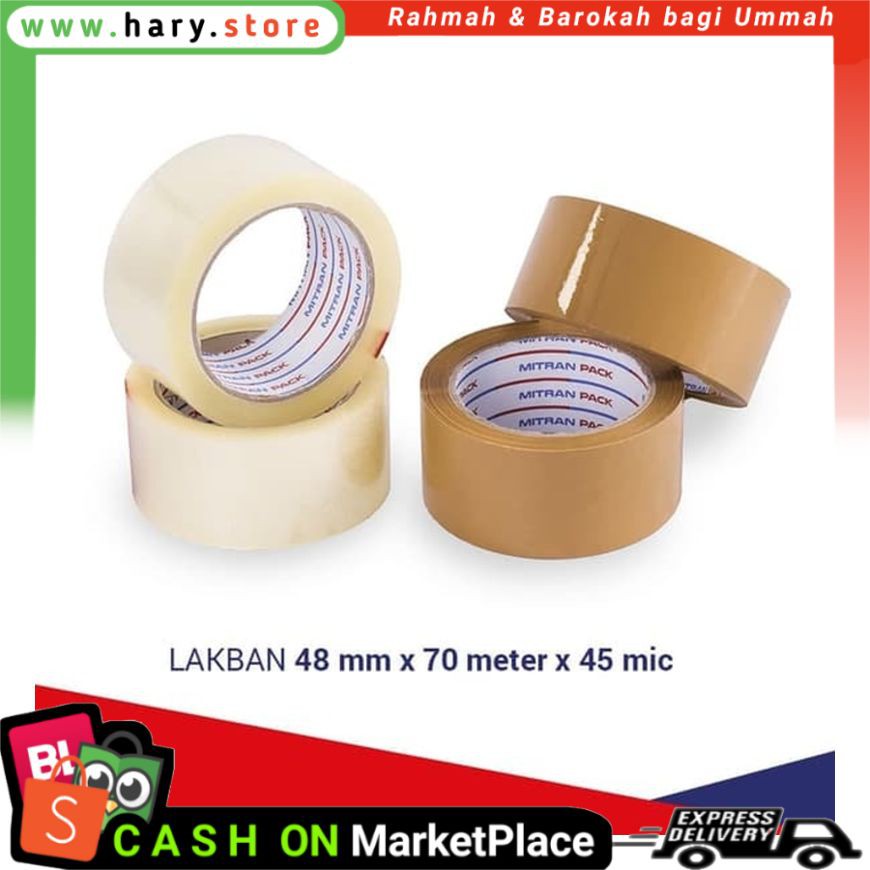 

Lakban Coklat dan Bening 70 meter x 48 mm Mitran Pack Murah