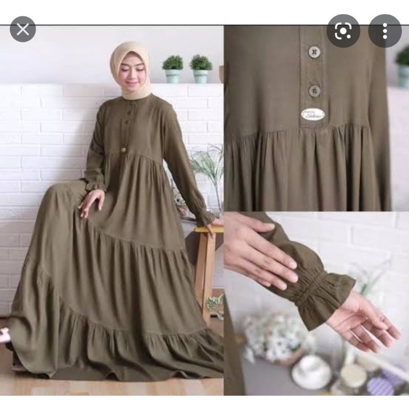 Dress Gamis Muslimah Kids Remaja Dewasa Jumbo Polkadot Pelangi Monalisa Premium Tebal Canda Susun 3 