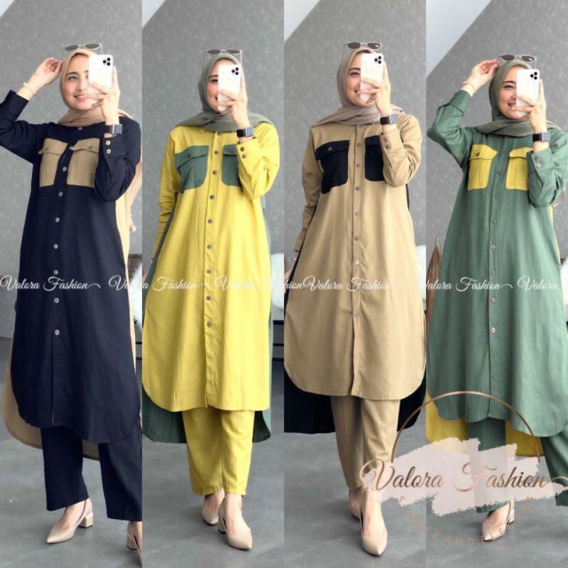 DRESS MUSLIM, baju wanita, baju gamis, dress, gamis, Baju gamis, VELOVE ONE SET. Stelan, setelan