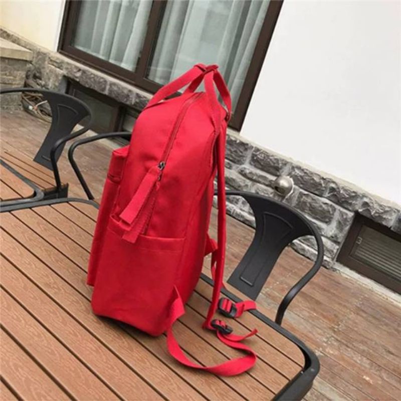 backpack Kampus Ransel Warna Solid Wanita Korea Versi Siswa SMA tas sekolah-merah