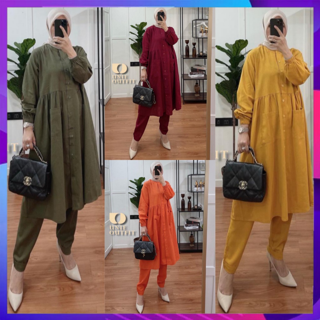 Unie Outfit [Sister Brand D'lovera] Shania Set Original Setelan Wanita Stelan Cewek Setcel Cewe One 