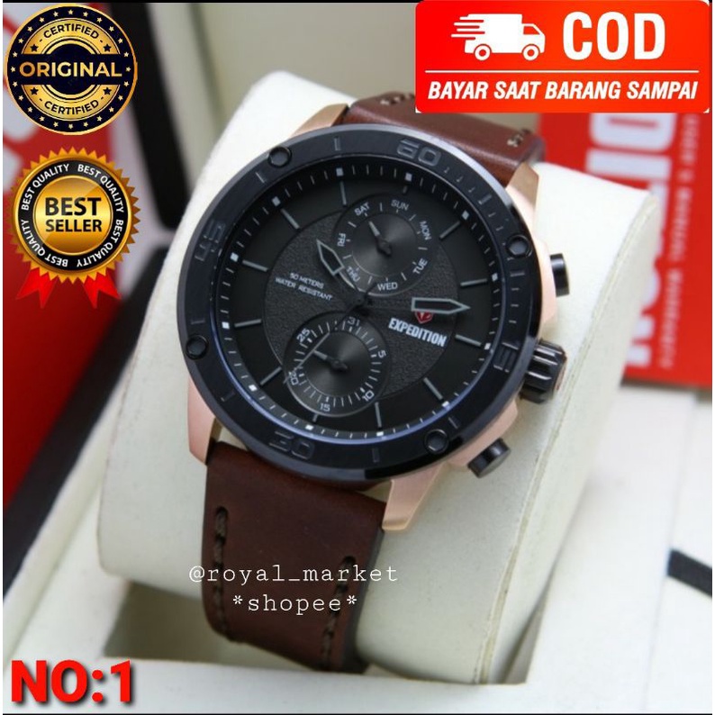 [WARNA LAIN GESER FOTONYA] ORIGINAL JAM TANGAN PRIA EXPEDITION MURAH KULIT STRAP ARLOJI WATCH COWOK 