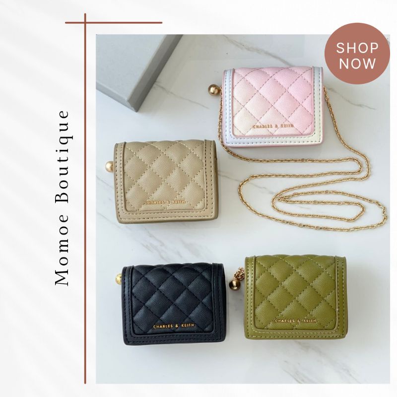 C1300 Dompet Mini Wanita CK Quilted Chain Wallet