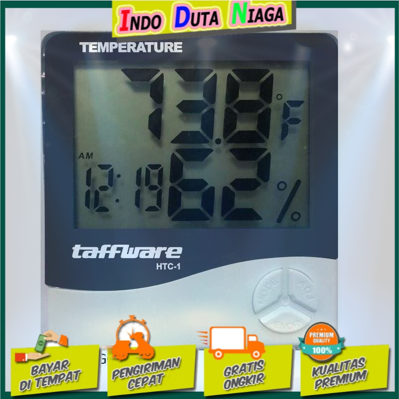 Taffware Digital Temperature Humidity Meter + Clock Calender - HTC-1