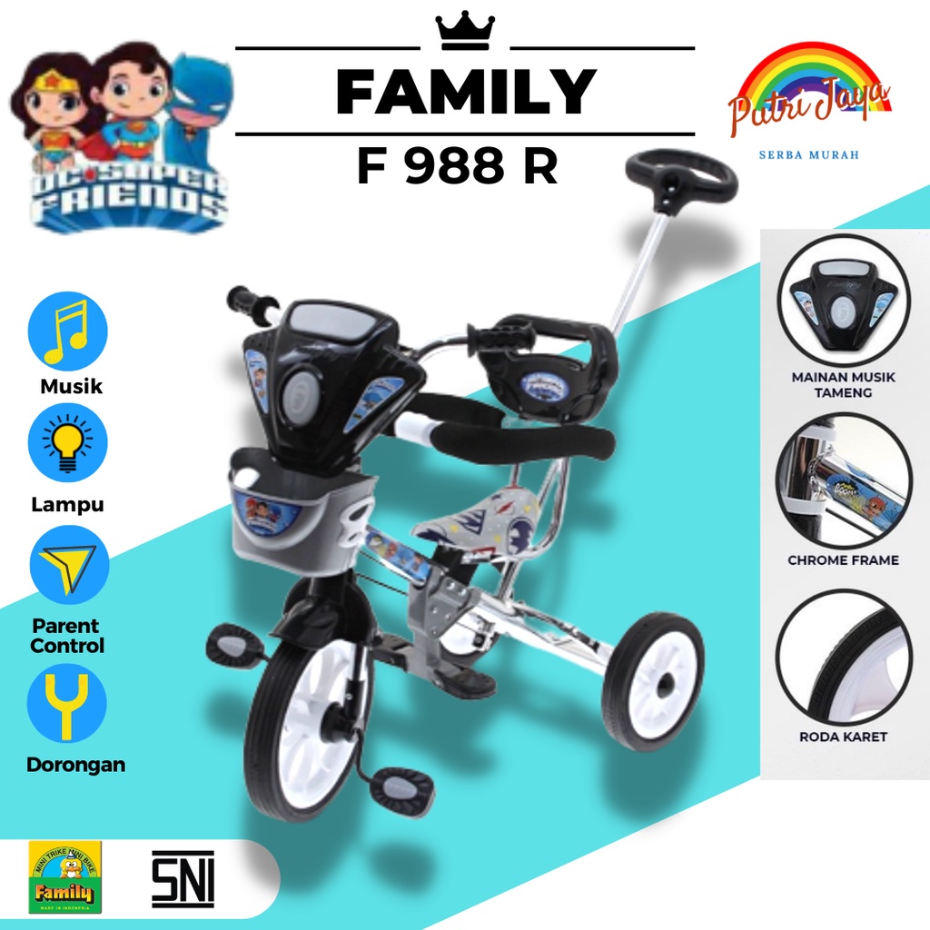 Sepeda Anak Roda Tiga 3 Stroller Bayi Family F-988 R