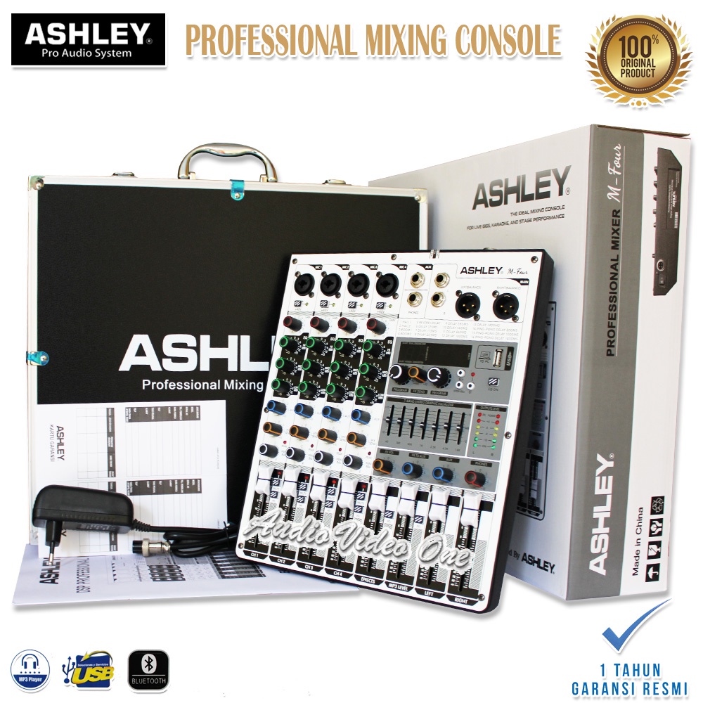 Mixer ASHLEY M-FOUR Gratis Koper Hardcase Mikser Audio Ashley M Four 4 Chanel Bluetooth Bisa Record