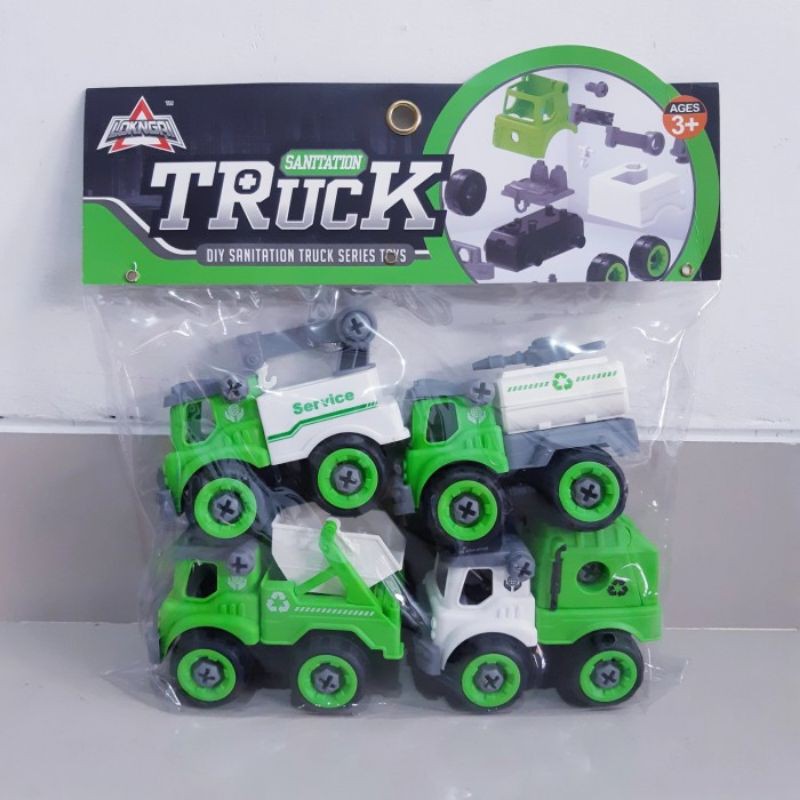 Mainan DIY Set Truk Sampah Miniatur Mobil Truck Anak Diecast Kendaraan