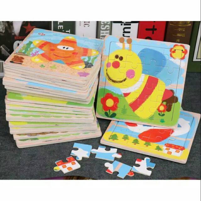 Mainan Kayu: Puzzle Jigsaw Kayu 16 Keping (part 1) | Shopee Indonesia