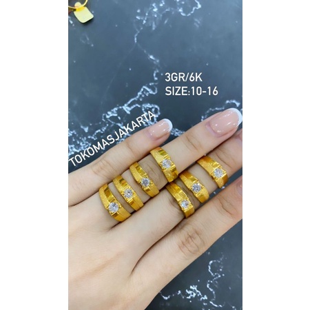 Cincin Wedding Kadar 6Karat ll 3 Gram // UK 12-20 UNTUK SIZE TULIS DI NOTE SAAT CHECK OUT