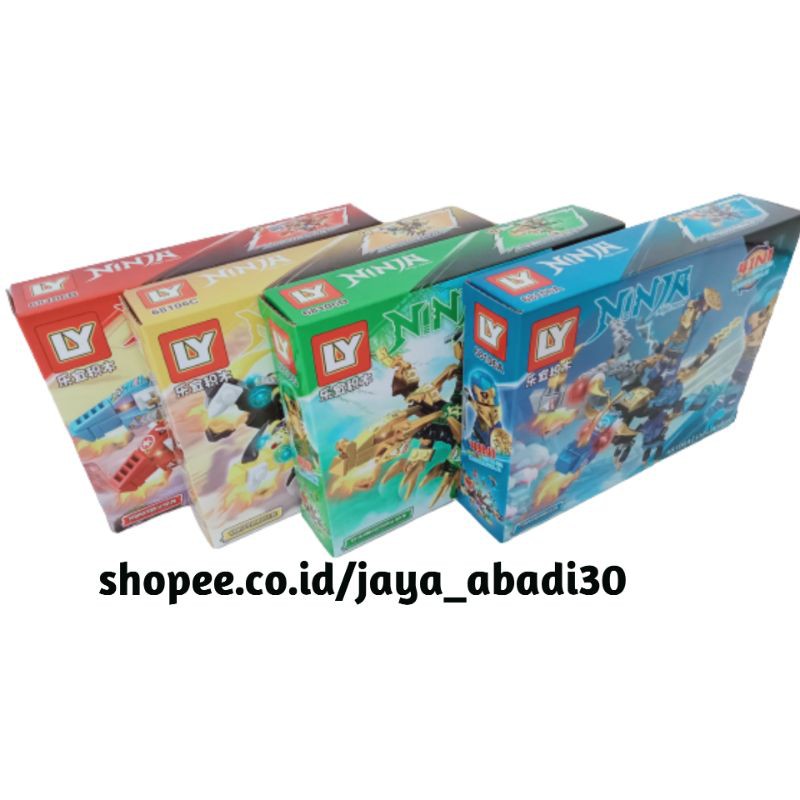 MAINAN LEGO BRICK NINJA MASTER DAN KENDARAAN HEWAN ICON 4 SERI 68106B