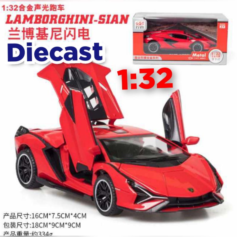 DIECAST MINIATUR MOBIL LAMBORGHINI SIAN SKALA 1:32 BODY BESI ALLOY