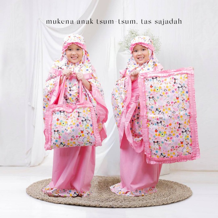 mukena anak perempuan mukenah anak MUKENA ANAK KATUN KARAKTER TSUM-TSUM PINK Terbaru  S8S0