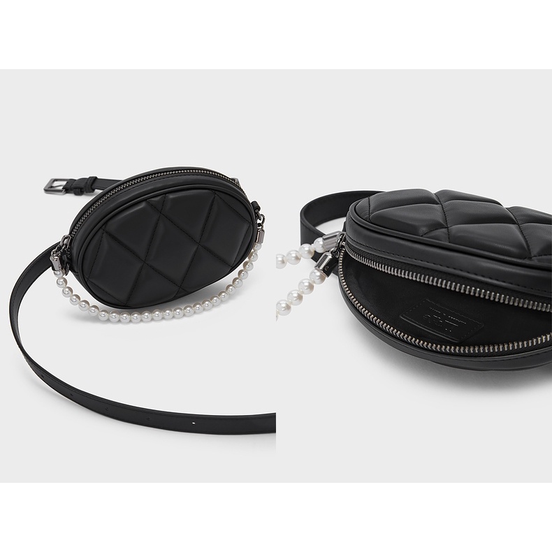 NEW!! TAS CHARLES &amp; KEITH/CK WAIST BAG/TAS PINGGANG/TAS SELEMPANG/SLING BAG OVAL MUTIARA CHAIN FASHION IMPORT PREMIUM #103498