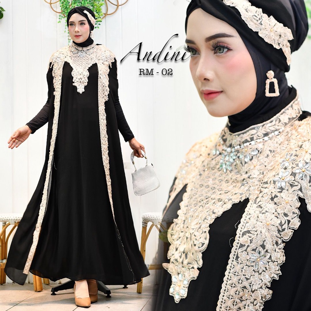 GAMIS KAFTAN BORDIR BAJU KAFTAN GAMIS WANITA KAFTAN ANDIN