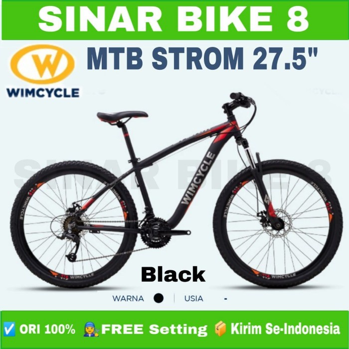 Sepeda Gunung Ukuran 27.5 Inch MTB WIMCYCLE STROM Alloy 3x8 Speed Rem Cakram