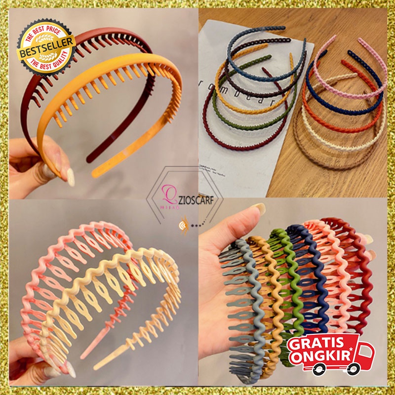 Bando Korea Perempuan Model Sirkam Anti Patah Bahan Plastik Aksesoris bandana Rambut Lucu Fashion Wanita kualitas import AK128