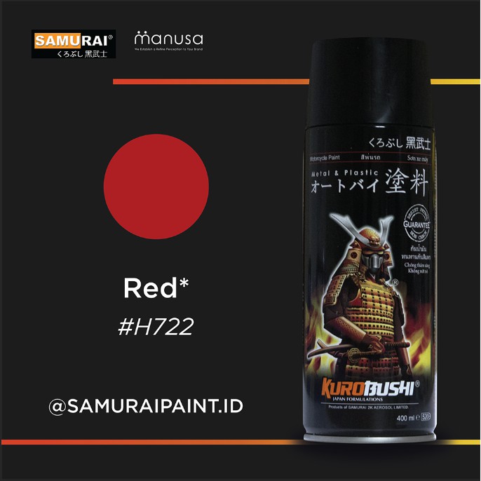 Samurai Paint Red Honda #H722 Cat Aerosol Kualitas Kompresor