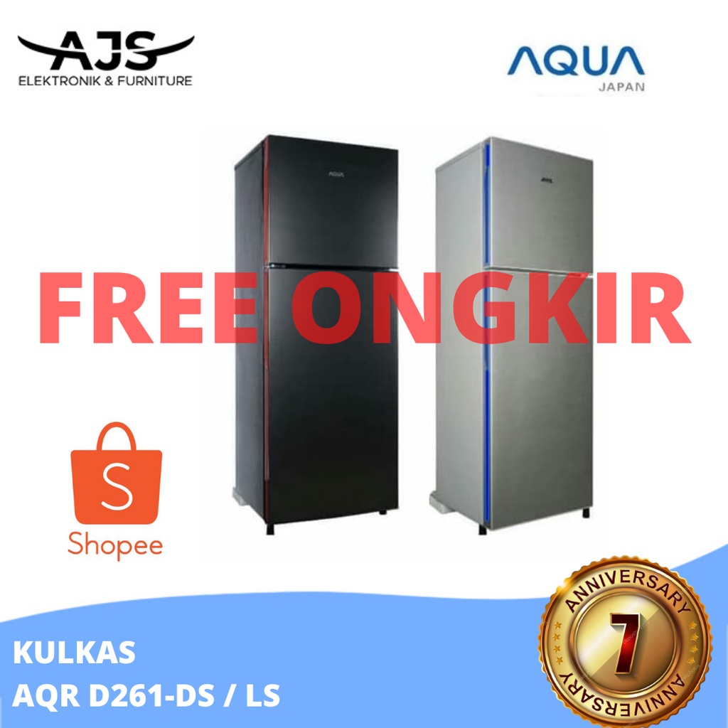 Kulkas 2 Pintu Aqua D 261 DS / LS Garansi Resmi - Dark SIlver