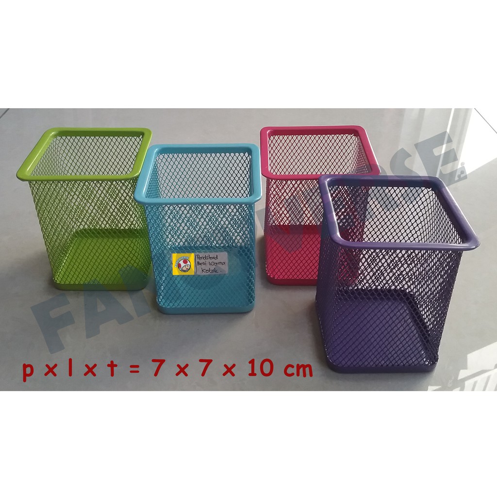 

Pen Holder Besi Jaring Jala Warna Kotak / Pen Stand Tempat Pulpen