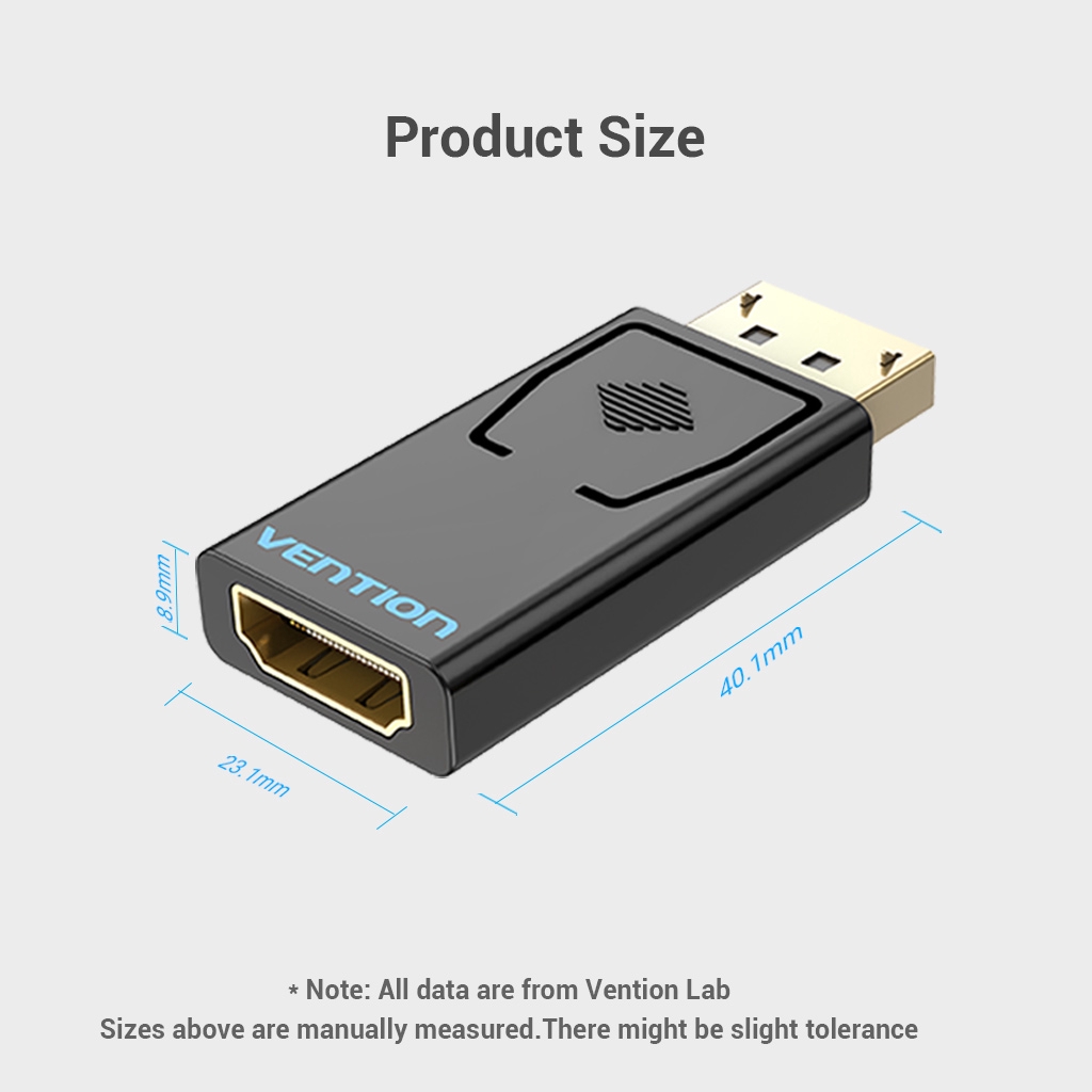 Vention Adapter Konverter Display Port Dp Ke Hdmi 4k Male Ke Hdmi Female Lapis Emas Untuk Pc / Laptop