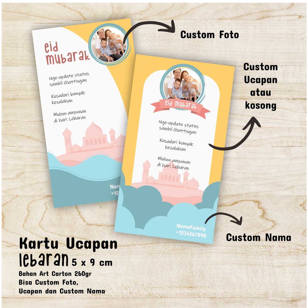 Custom Kartu Ucapan Lebaran Bisa Custom Foto & Ucapan