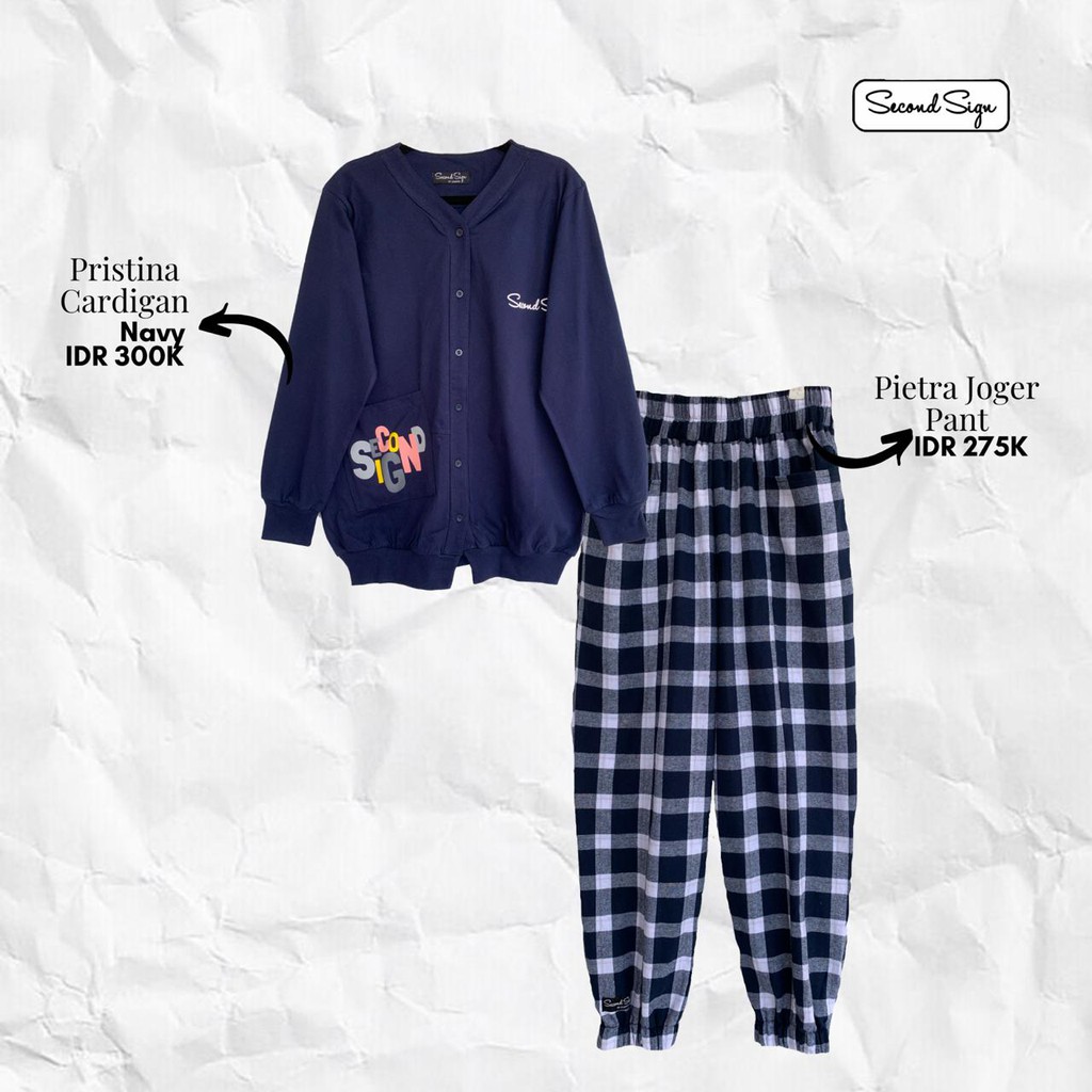 SECOND SIGN PRISTINA CARDIGAN NAVY+SECOND SIGN PIETRA JOGER PANT