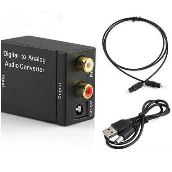 Digital to Analog Audio Converter Toslink Optical Coaxial to RCA untuk LED TV Bluray Plus Kable