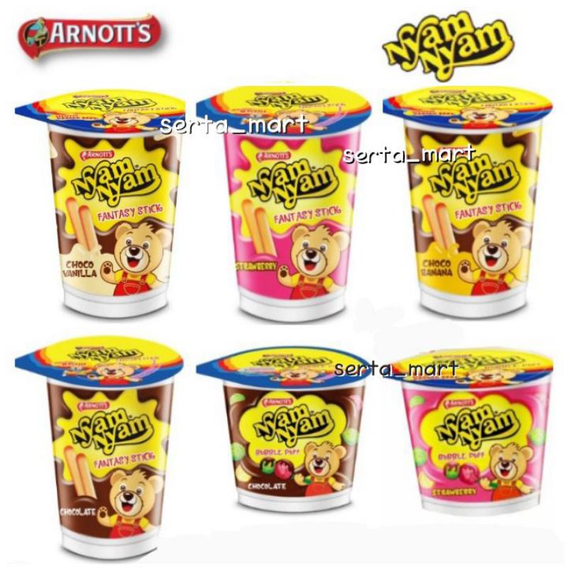 

Nyam Nyam Cup Fantasy Stick / Bubble Puff - Biskuit Stick Choco / Strawberry 25gr