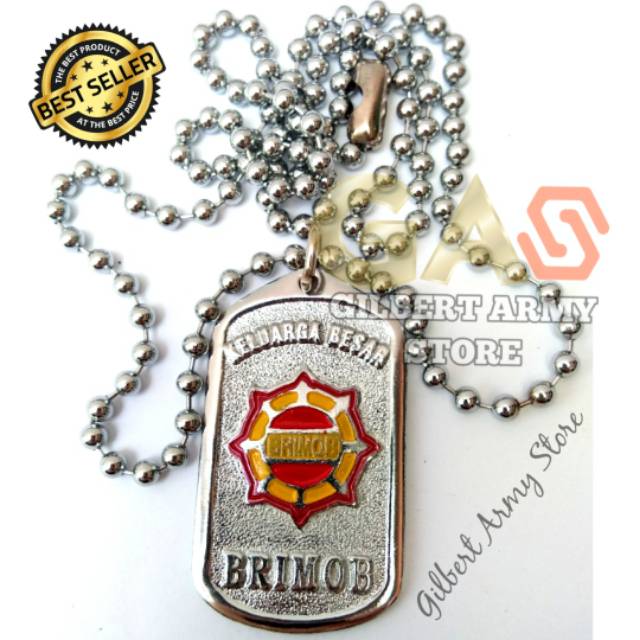 GILBERT ARMY STORE-Kalung brimob anti karat-Kalung Dog tag Army -grosir kalung militer