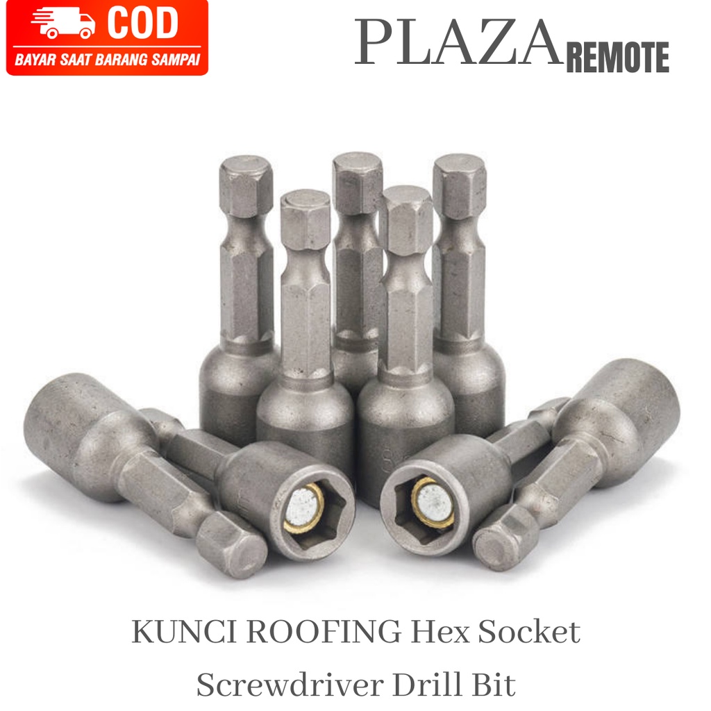 ADAPTER BOR ROOFING 8MM X 48MM 1 PCS - MATA SOCK ROOFING  - MAGNETIC NUT - BAUT KUNCI KEPALA ROOF