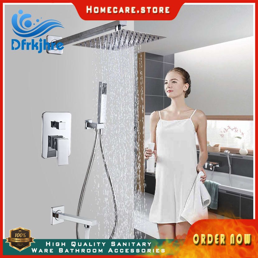 Chrome Concealed Bathroom Shower Faucet Wall Mount Shower Set Chrome Mixers Tap With Handshower