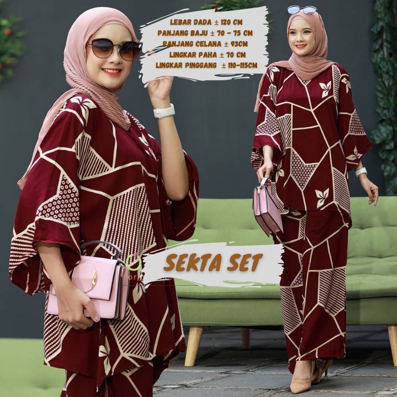 BAJU WANITA SETELAN TIE DIE DYE WAKA JUMBO SINTIA SET BUSUI ONE SET RAYON MOTIF KEKINIAN-SEKTA MAROON