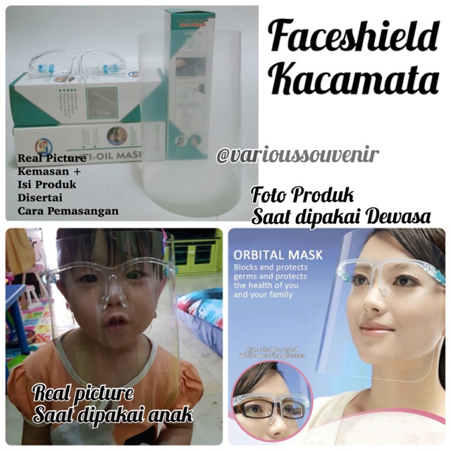 Faceshield Kacamata Untuk Dewasa dan Anak Packing Box / Dus Dipakai Artis Nagita Cantik Harga Murah