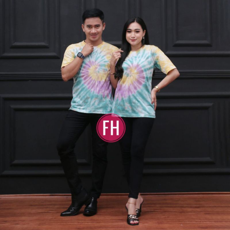 Kaos Bali Dewasa Unisex Cotton 30s T shirt Tiedye Pelangi M L XL