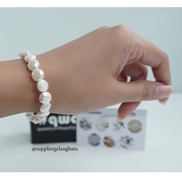 GELANG Mutiara Sintetis CEKO BULAT 8MM WHITE PEARL bingkisan cantik