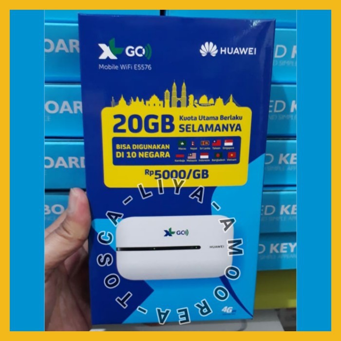 Modem E5576 Mifi 4G Huawei Wifi Unlock BYPASS Free XL GO IZI 20GB - Hitam, E5576 XL 20GB Terlaris