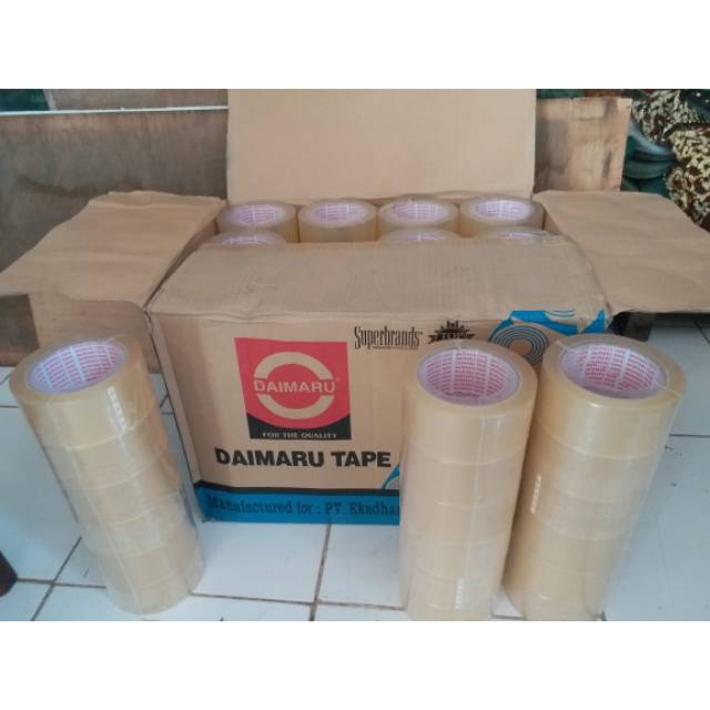 Lakban daimaru ori 2inc 48mm 90 yard bening/coklat.