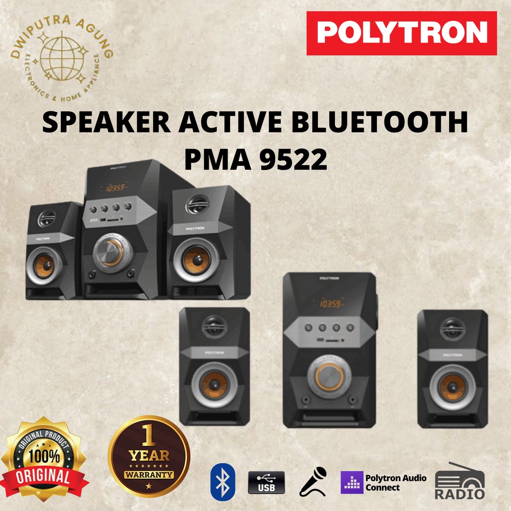 SPEAKER AKTIF POLYTRON PMA 9502 / PMA 9522 / PMA 9522 SPEAKER POLYTRON BLUETOOTH ( RADIO FM + KAROKE )