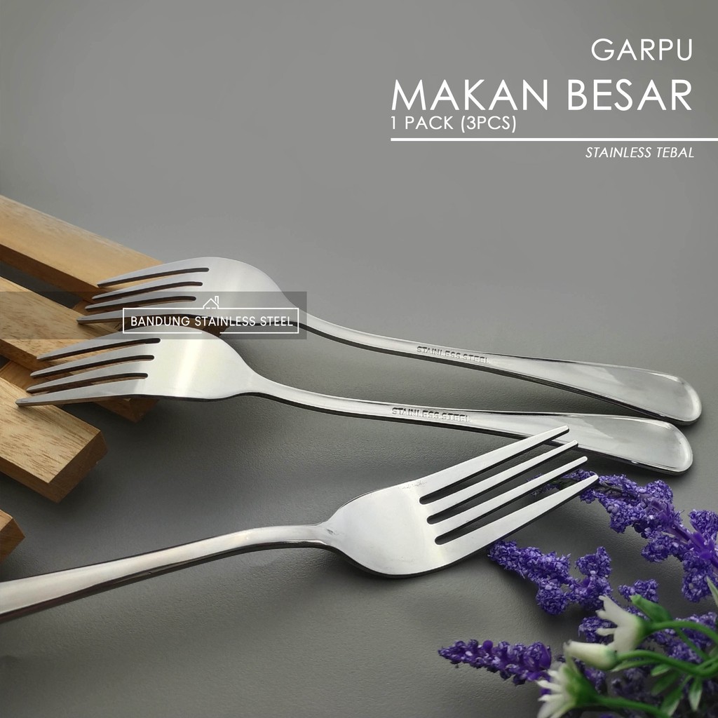 3 pcs sendok garpu makan besar standar stainless tebal hotel spoon fork